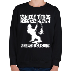 PRINTFASHION Van egy titkos horgász helyem - Gyerek pulóver - Fekete