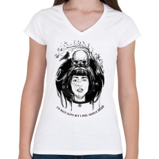 PRINTFASHION Van élet...  - Női V-nyakú póló - Fehér