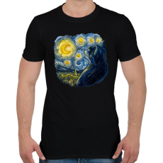 PRINTFASHION Van Gogh cica , Starry night by Vincent - Férfi póló - Fekete
