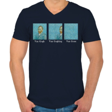 PRINTFASHION Van Gogh - Férfi V-nyakú póló - Sötétkék férfi póló