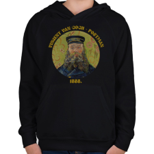 PRINTFASHION Van Gogh - Postman - Gyerek kapucnis pulóver - Fekete gyerek pulóver, kardigán