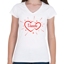 PRINTFASHION Vanda - Női V-nyakú póló - Fehér női póló