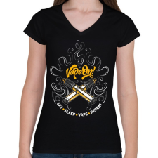 PRINTFASHION Vape on! - Női V-nyakú póló - Fekete női póló