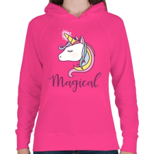 PRINTFASHION Varázslatos egyszarvú - Női kapucnis pulóver - Fukszia női pulóver, kardigán