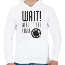 PRINTFASHION Várj, először kávé :) - Férfi kapucnis pulóver - Fehér
