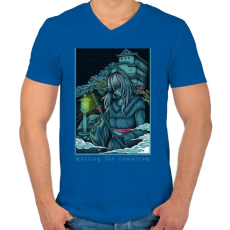 PRINTFASHION Várom a holnapot - Férfi V-nyakú póló - Királykék