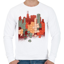 PRINTFASHION Város kirakó - Férfi pulóver - Fehér férfi pulóver, kardigán