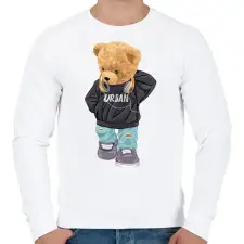 PRINTFASHION Városi maci - Férfi pulóver - Fehér férfi pulóver, kardigán
