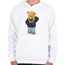 PRINTFASHION Városi maci - Gyerek kapucnis pulóver - Fehér gyerek pulóver, kardigán