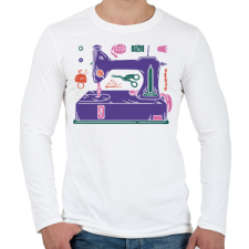 PRINTFASHION Varrógép - Férfi hosszú ujjú póló - Fehér férfi póló