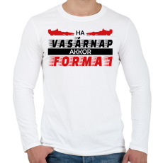 PRINTFASHION Vasárnap - Forma 1 - Férfi hosszú ujjú póló - Fehér