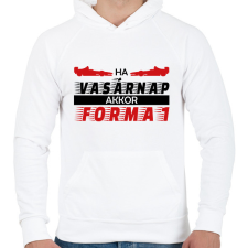 PRINTFASHION Vasárnap - Forma 1 - Férfi kapucnis pulóver - Fehér férfi pulóver, kardigán