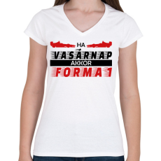 PRINTFASHION Vasárnap - Forma 1 - Női V-nyakú póló - Fehér