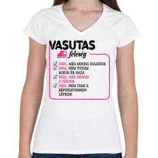PRINTFASHION Vasutas feleség - Női V-nyakú póló - Fehér
