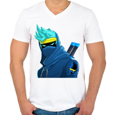 PRINTFASHION Vector Fortnite Ninja  - Férfi V-nyakú póló - Fehér férfi póló