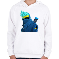 PRINTFASHION Vector Fortnite Ninja  - Gyerek kapucnis pulóver - Fehér