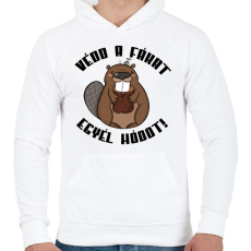 PRINTFASHION Védd a fákat egyél hódot - Férfi kapucnis pulóver - Fehér