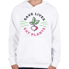 PRINTFASHION Vega életmód - Gyerek kapucnis pulóver - Fehér