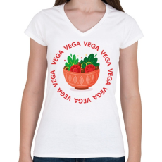 PRINTFASHION Vega tál - Női V-nyakú póló - Fehér