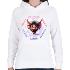 PRINTFASHION Vegán aktivista póló - Női kapucnis pulóver - Fehér női pulóver, kardigán