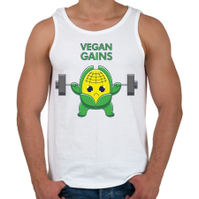 PRINTFASHION Vegan Gains - Férfi atléta - Fehér atléta, trikó