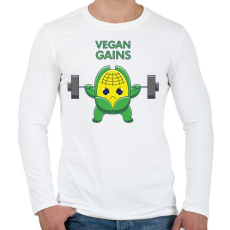 PRINTFASHION Vegan Gains - Férfi hosszú ujjú póló - Fehér