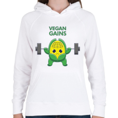 PRINTFASHION Vegan Gains - Női kapucnis pulóver - Fehér