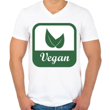 PRINTFASHION Vegán logó - Férfi V-nyakú póló - Fehér férfi póló