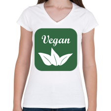 PRINTFASHION Vegán logó - Női V-nyakú póló - Fehér női póló