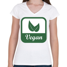 PRINTFASHION Vegán logó - Női V-nyakú póló - Fehér női póló