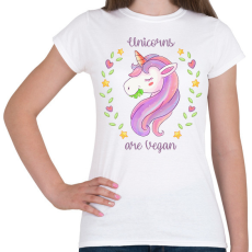 PRINTFASHION Vegán unikornis - Női póló - Fehér