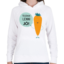 PRINTFASHION Vegának lenni jó! - Női kapucnis pulóver - Fehér női pulóver, kardigán