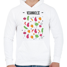 PRINTFASHION Veganholic - Férfi kapucnis pulóver - Fehér férfi pulóver, kardigán