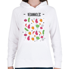PRINTFASHION Veganholic - Női kapucnis pulóver - Fehér női pulóver, kardigán