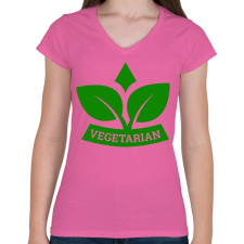PRINTFASHION Vegetarian  - Női V-nyakú póló - Rózsaszín női póló