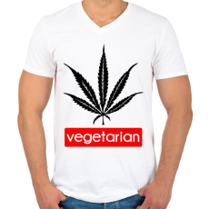 PRINTFASHION Vegetáriánusoknak - Férfi V-nyakú póló - Fehér