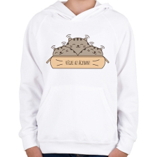PRINTFASHION Végre az ágyban - Cicák - Gyerek kapucnis pulóver - Fehér gyerek pulóver, kardigán