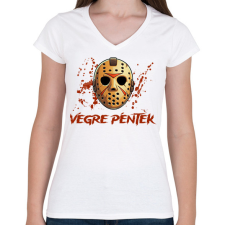 PRINTFASHION Végre péntek - Női V-nyakú póló - Fehér női póló