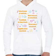PRINTFASHION Veled lenni jó nekünk - Férfi kapucnis pulóver - Fehér férfi pulóver, kardigán