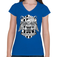 PRINTFASHION Velocity freedom racing - Női V-nyakú póló - Királykék