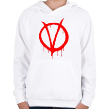 PRINTFASHION Vendetta logo - Gyerek kapucnis pulóver - Fehér gyerek pulóver, kardigán
