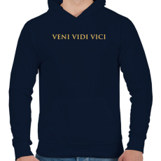 PRINTFASHION Veni Vidi Vici Gold - Férfi kapucnis pulóver - Sötétkék
