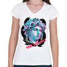 PRINTFASHION Veni Vidi Vici - Női V-nyakú póló - Fehér