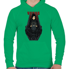 PRINTFASHION Vénusz - Férfi kapucnis pulóver - Zöld férfi pulóver, kardigán