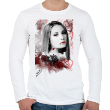 PRINTFASHION Vér és fajdalom - Férfi hosszú ujjú póló - Fehér férfi póló