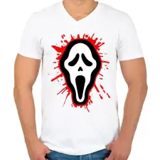 PRINTFASHION Véres sikoly - Férfi V-nyakú póló - Fehér férfi póló