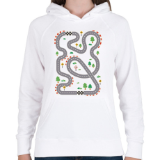 PRINTFASHION Versenypálya - Női kapucnis pulóver - Fehér