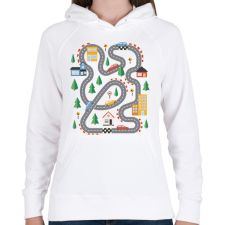 PRINTFASHION Versenypálya - Női kapucnis pulóver - Fehér női pulóver, kardigán