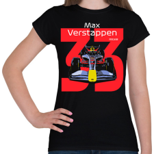 PRINTFASHION Verstappen 33 autóversenyző - fehér felirat - Női póló - Fekete női póló