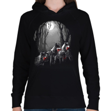 PRINTFASHION Vérszomjas falka - Női kapucnis pulóver - Fekete női pulóver, kardigán